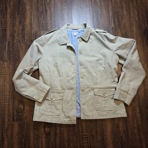 Beige Button-Up Utility Jacket